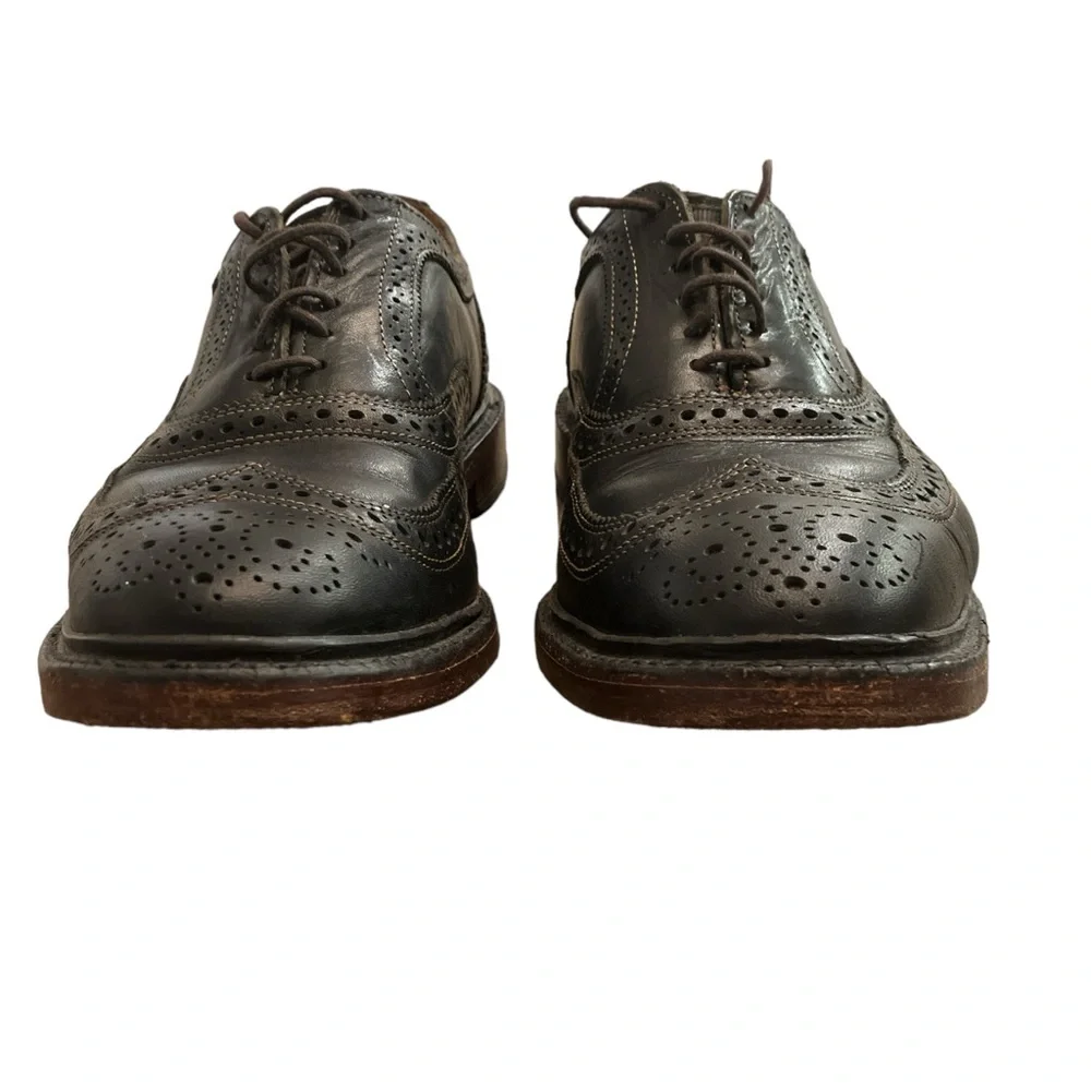 ALLEN EDMONDS McTavish Size 9.5 Black Leather Oxford Lace Up Wingtip Shoes‎